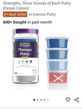 Hand Therapy Putty 3-Pack in Soft, Medium, And Firm Strength (XSoft Missing)